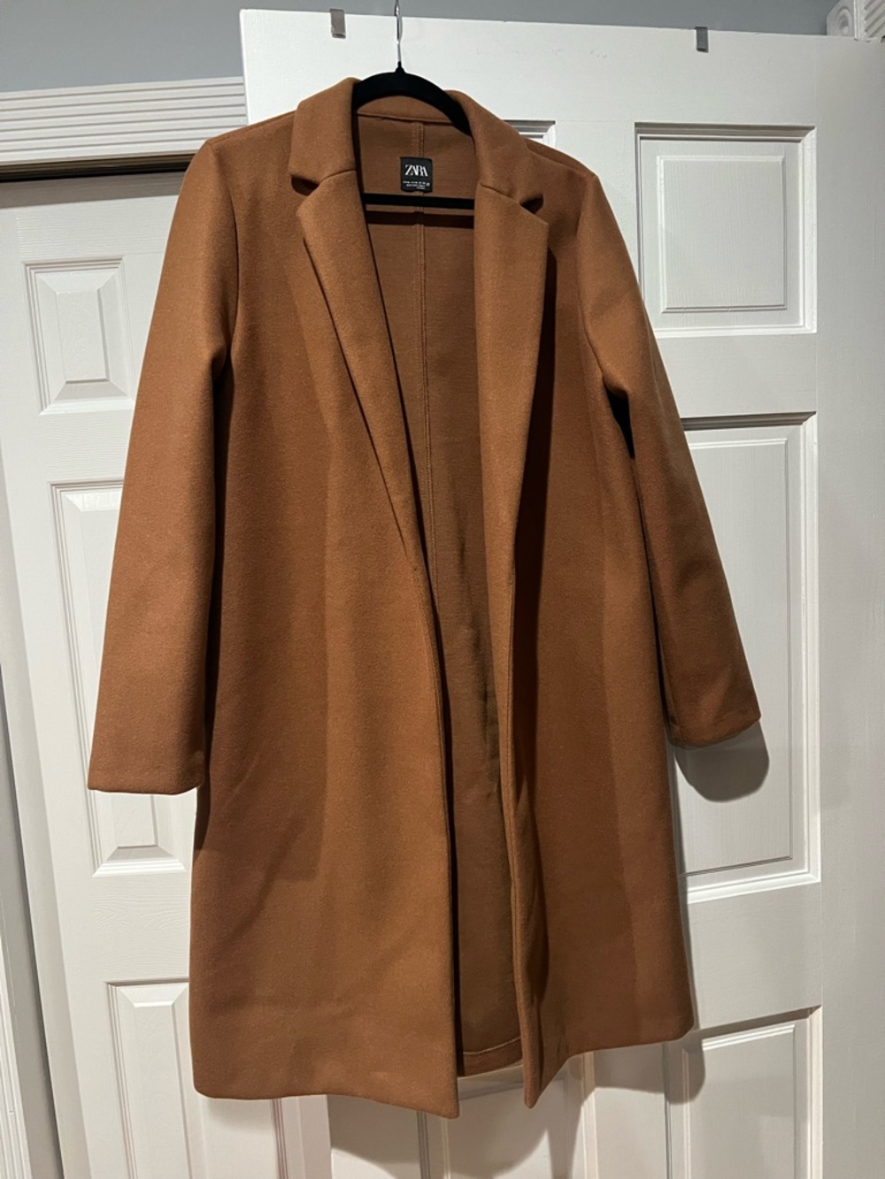 Zara Brown Open-Front Tailored Coat